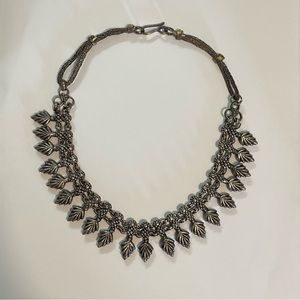 Vintage Silver Leaf Collar Bib Necklace | Statement Piece